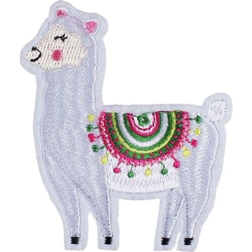 Pulaqi Cartoon Alpaca Patch Stripe Embroidered Patches For Clothing Badges Applique On Clothes Jacket Clothes Accessories Badges