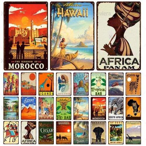 Retro Tin Sign Metal Iron Plates Africa City Landscape Sign Decor For Home Room Decor Wall Art Poster Customize Iron Sheet Paint
