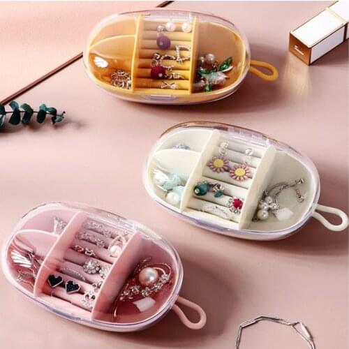 Jewelry Storage Box Organizer Ring Box Bracelet Earring Display Stand Transparent Plastic Portable Mini Jewelry Stand with Cover