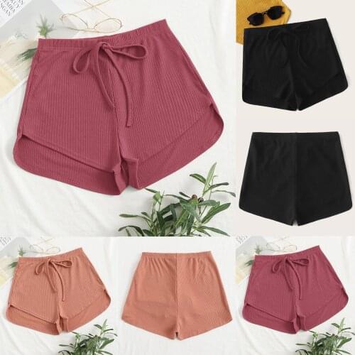 2021 Summer New Women Shorts Casual Solid Color Ladies Shorts Drawstring Mid Waist Sport Shorts Yo-Ga Homewear shorts feminino