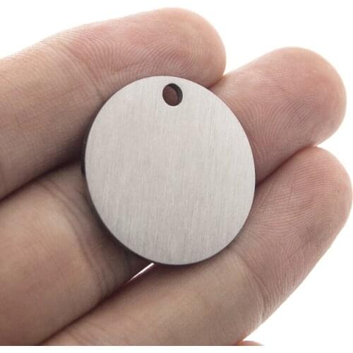 Simsimi Matte Disc round inner loop pendant Stainless steel charms both sides brush polish blank tags wholesale 50pcs