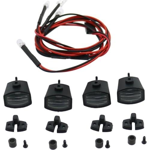 4 pcs Led head lamps square&rhombus shape front lamp with white light for 1:10 rc hobby car crawler scale parts Axial Traxxas
