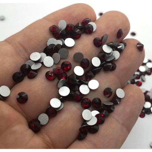 Deep Red Flatback Crystals Nail Art Non HotFix Glass Rhinestones Stone For Clothes Decorations Strass Crystal Applique