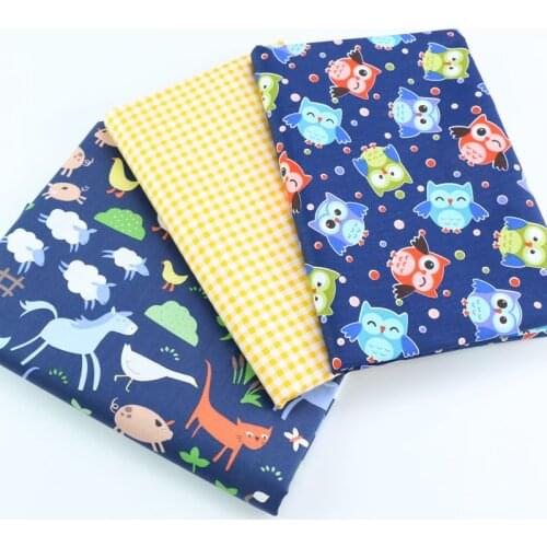 New Cartoon cats chick owl patchwork sewing digital print fabric cotton tissues