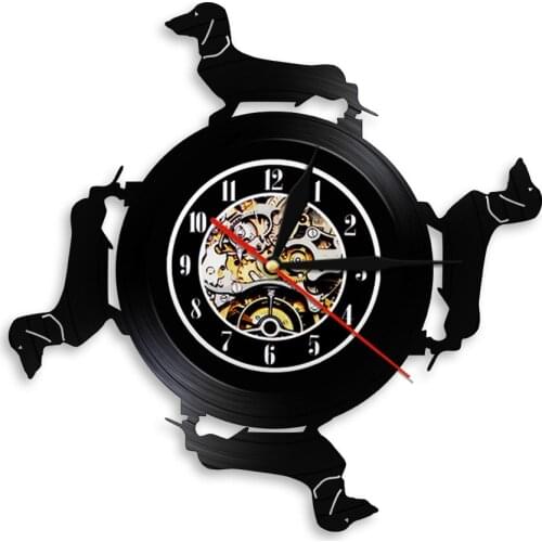WireHaired Dachshund Vinyl Record Wall Clock Dachshund Wiener Dog Wall Clock Aniaml Pet Dog Puppy Dog Lover Gift