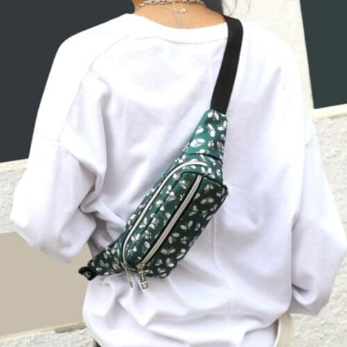 Women Waist Pack Trend Butterfly Printing Chest Bag Shoulder Crossbody Bags Handbag Pu Leather Purse Phone Bag Street Style