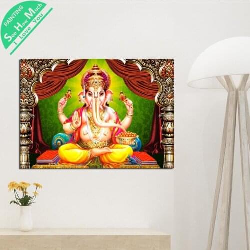 1 Piece Lord Shree Ganesh God HD Printed Canvas Wall Art Posters and Prints Poster Painting Framed Artwork Room Decoration