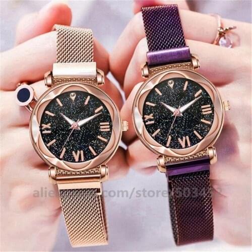 100pcs/lot Hot Sales Luminous Ladies Watches Wholesale Magnetic Clock Fashion Reloj De Mujer Simple Wristwatches