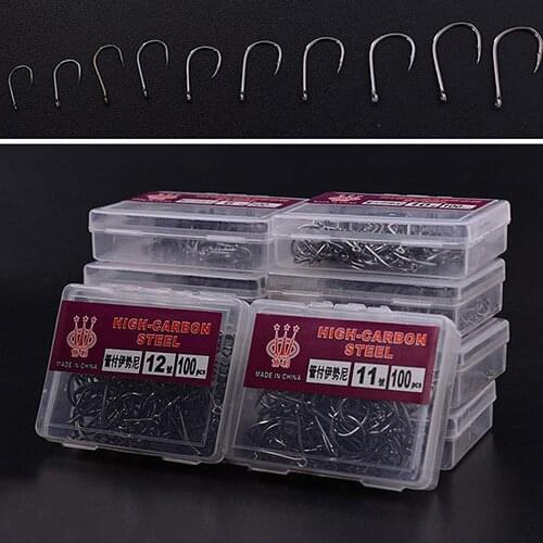 1000 Pcs 10 Sizes Fishing Fish Bait Sharpened Hook Fishhook Tackle Jig with Box Fishhook