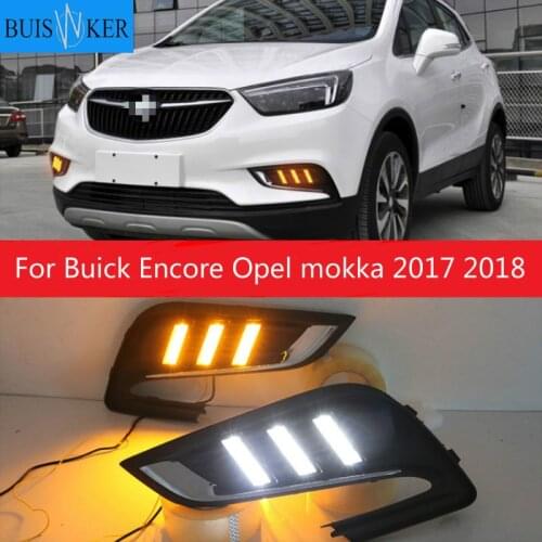 2pcs LED For Buick Encore Opel mokka 2017 2018 Driving DRL Daytime Running Light fog lamp Relay LED DRL Daylights