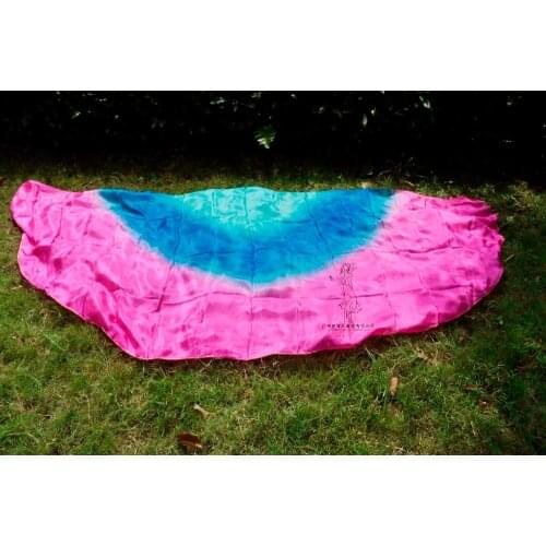 2016 design 100% real silk belly dance veil, cheap dance veils, semicercle veil wholesale 250*114cm Turquoise Blue Rose