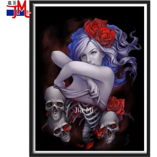 5D DIY Diamond Painting Skeleton Beauty Mosaic Handmade Embroidery Full Square Round Drill Rose Cross Stitch Decoration Wall Art