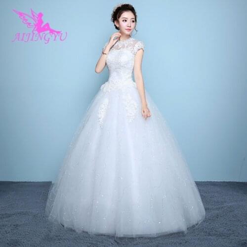 AIJINGYU 2021 flower Customized new hot selling cheap ball gown lace up back formal bride dresses wedding dress WK167