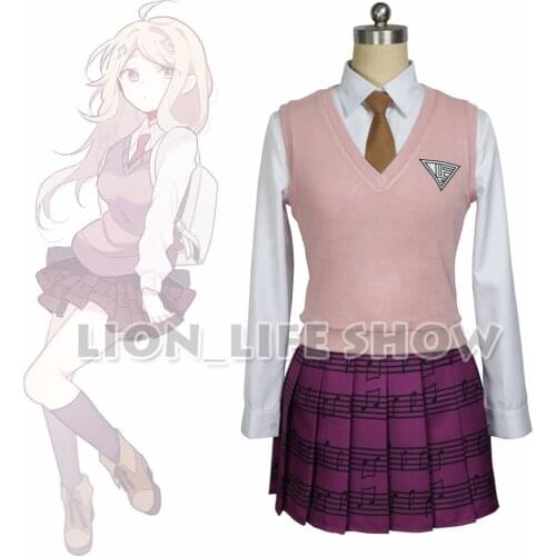 Biamoxer Danganronpa V3 Killing Harmony Kaede Akamatsu piano Musical Notation Printing embroidery Uniform set Cosplay Costume