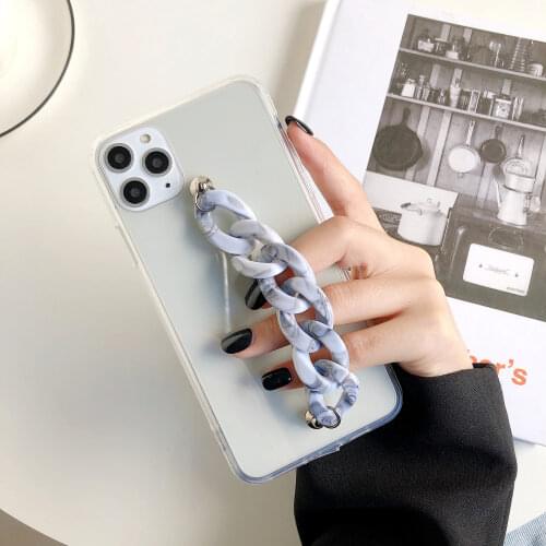 For Samsung Galaxy S20 Ultra Plus S10 S9 S8 Note 20 10 Lite 9 8 5G A50 A70 A51 A71 A91 Case Bracelet Chain Clear Crystal Cover