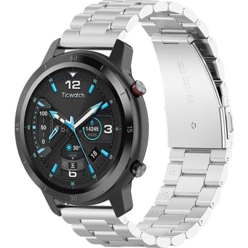 Black Band For Ticwatch Pro 2020 Metal 22mm Universal Bracelet Belt Strap For Ticwatch Pro 3 GPS/E2/S2 Replacement Wristband