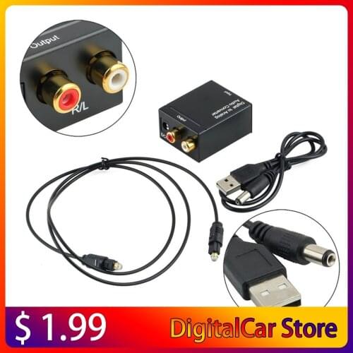 Digital Optical Coaxial Toslink Signal to Analog Audio Converter Adapter RCA Digital To Analog Audio Converter Black