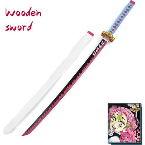 Wooden Sword Weapon Demon Slayer Kanroji Mitsuri Cosplay Armed Samurai Sword Prop Wood Ninja Katana Butterfly Knife Teens Toys