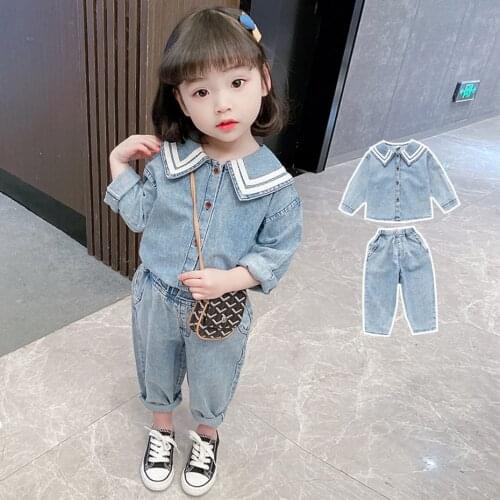 Kids Clothes Patchwork Clothing For Girls Denim Jacket + jeans Girls Clothing Sets Casual Childrens Suits