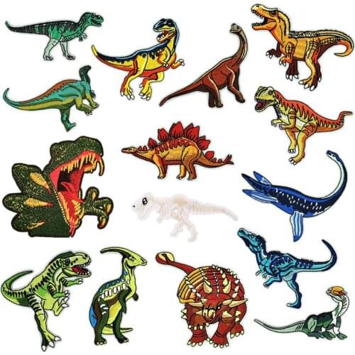 Customized Wholesale Boutique Tyrannosaurus Dinosaur Embroidered Cloth Stickers Cartoon Animal Patch Clothing Accessories