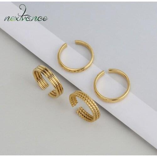 Nextvance Classic Stainless Steel Gold Rings Simplicity Elegant Womens Ring Couple Rings Girlfriend Lover Weddingt Jewelry Gift