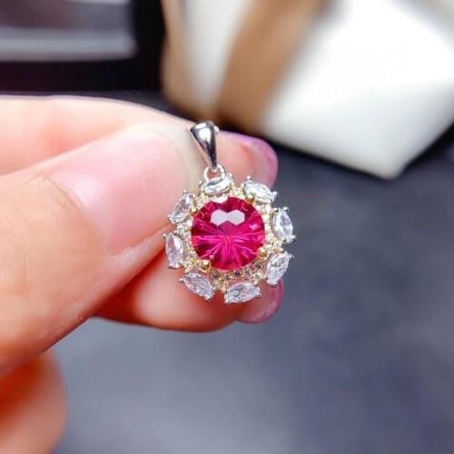2021 lucky gem pink topaz gemstone pendant for girl silver necklace jewelry natural gem lovely ornament Valentine gift