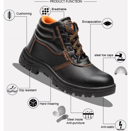 Safety Shoes Men Warm Ankle Boot Steel Toe Anti-smashing Anti-puncture Work Shoes Breathable Comfortable Non-slip Hiking Sneaker