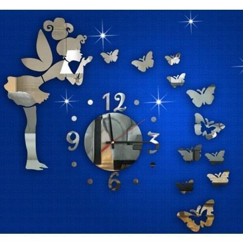 DIY Wall Clock Butterfly 3D Mirror Surface Sticker Home Office Decor Clock Convenience practical durable Home fashion decoration