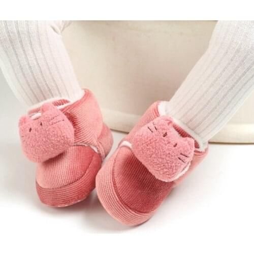 Baby Boy Girl Crib Autumn Winter Plus velvet First Walking Shoes Soft Bottom Non-slip Toddler Shoes