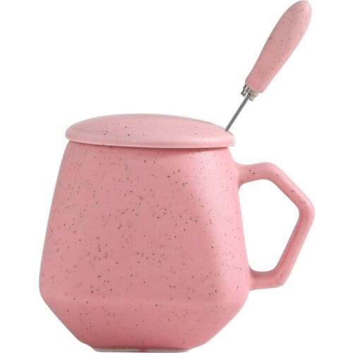 One Product Dropshipping Creative Nordic-Style Cup Mug with Lid and Spoon Ceramic Cup Milk Cup Diamond Coffee Cup Brief