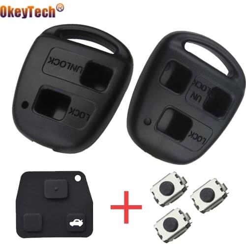 OkeyTech 2 3 Buttons Car Remote Key Shell For Toyota RAV4 Prado Corolla Land Cruiser Previa With Button Pads/Switch Key Fob Case
