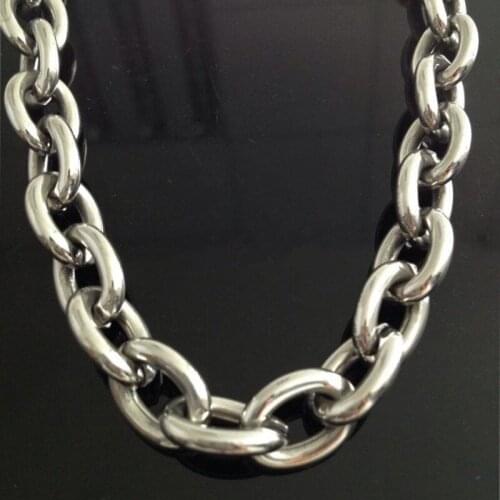 Heavy 7-40" 15mm 316L Stainless Steel New Top Polished Mens Silver color Curb Cuban Chain Link Necklace Delicate Clasp