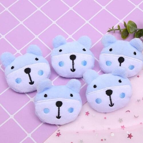 10Pcs/lot Cartoon Plush Patch Cute Soft Blue Bear Accessories Stuffed Cotton Plush Toys Creative Cartoon Appliques