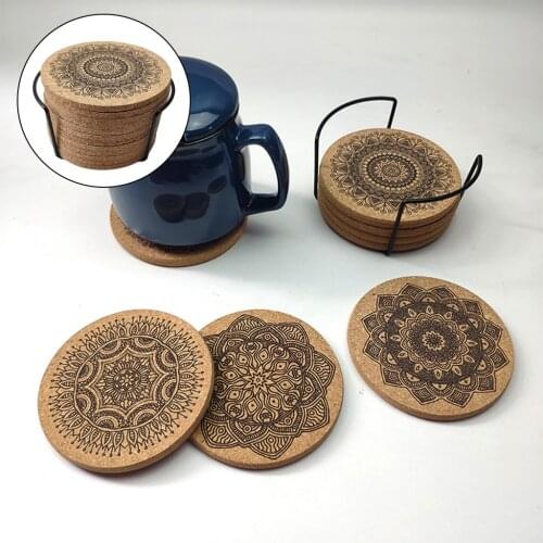 12 Pieces 4 Inches Cork Coasters Absorbent Reusable Cup Mat Round Edge Coaster for Home Restaurant Office and Bar Drinks