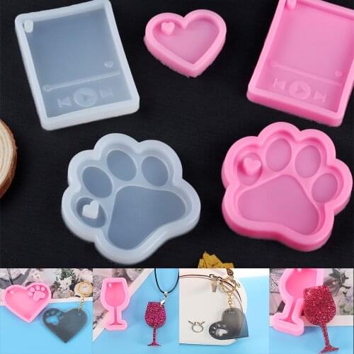 Heart Pendants Epoxy Resin Molds Music MP3 Keychain Silicone Mold for Polymer Clay Epoxy Resin Pendant Jewelry Making Tool