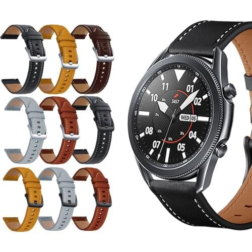 For Samsung Galaxy Watch 3 45mm 46mm Gear S3 Frontier 22mm Genuine Leather Watch Band Bracelet for Huawei Watch gt 2/2E Pro