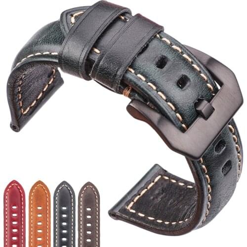 Watch Accessories Cowhide Watchband 20mm 22mm 24mm 26mm Women Men Genuine Leather Wach Band Strap Steel Buckle For Panerai