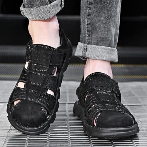 Mens shoes summer leather breathable sandals mens sandals mens fashion sandals slippers casual beach outoor flat shoes