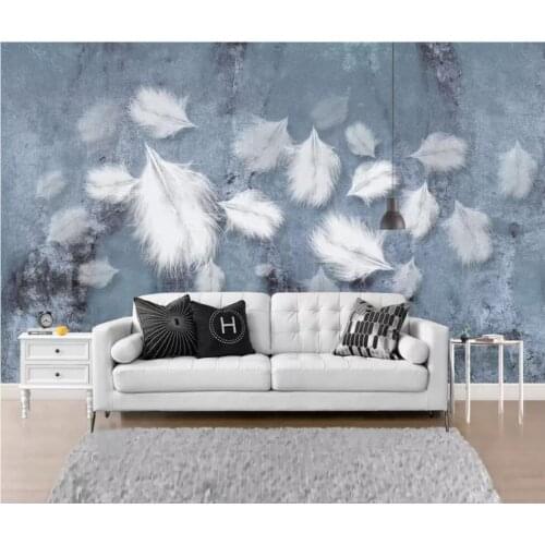 Nordic modern simple aesthetic white feather texture art background wall decoration wallpaper murals