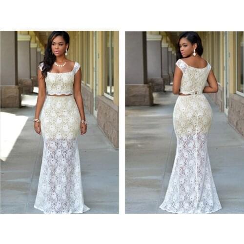Formal gowns vestido de festa robe de soiree 2 piece prom sexy cap sleeve lace mermaid evening long mother of the bride dresses