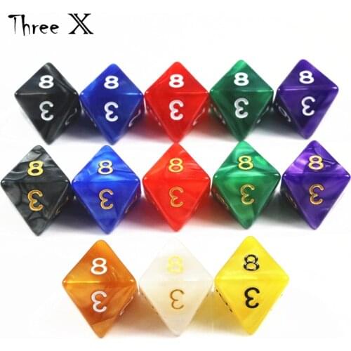 High Quality 6PCS TRPG D8 Dice for DND 8 Sided Games Dices 6 Colors Desktop Polyhedral Set ,as Gift