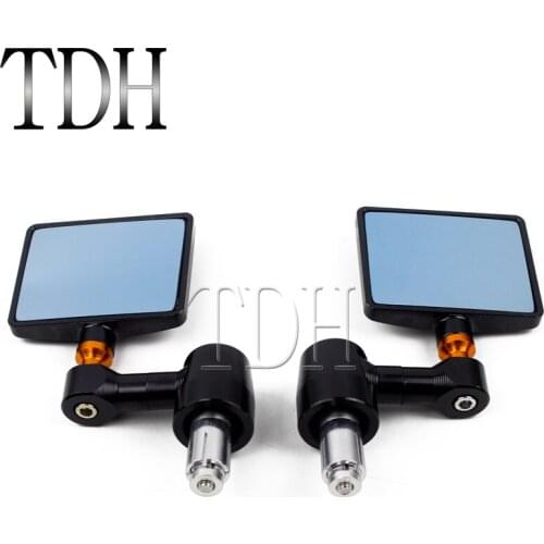 1 Pair Square 7/8" 22mm Universal Motorcycle Aluminum Rear View Black Handle Bar End Side Rearview Mirrors Motorbike Cafe Racer