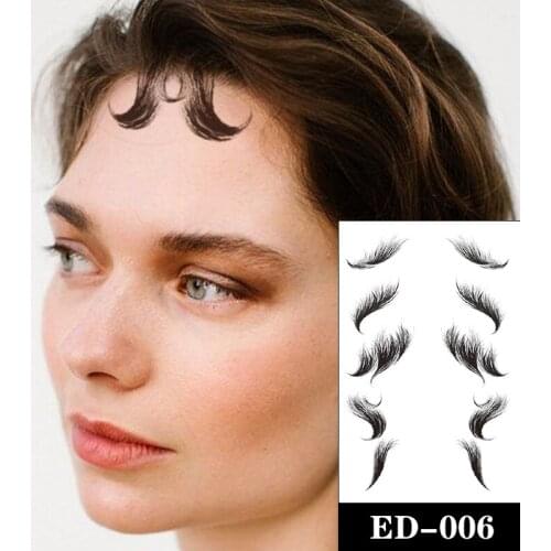 Womans DIY Hairline Edges Tattoo Sticker Baby Hair Ponytail Styles Temporary Tattoos Black Sleek Bangs Posted Tatoos Waterproof