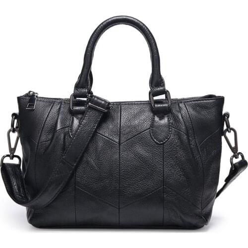 Womens Genuine Leather Handbags Large Casual Totes Luxury Brand Design Purses Lady Shoulder Crossbody Bags Solid Color Hand Bag