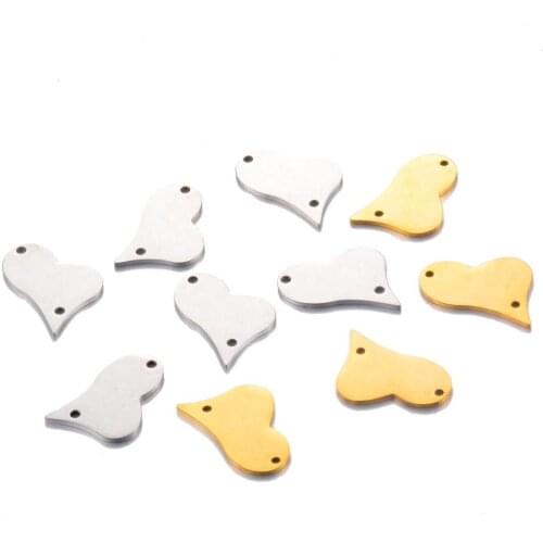 10 PCS Of Stainless Steel Love Heart Blank Rectangle Charm Pendant DIY Jewelry Discovery Bracelet Connector