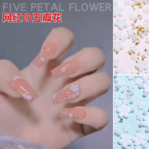 100pcs/bag Acrylic Flower Nail Art Decoration Mixed Size White Rhinestones Silver Gem Manicure Tool Accessories For DIY Nail