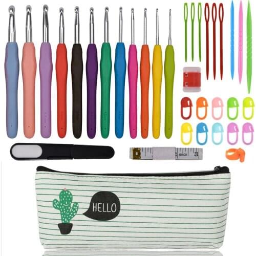 2.0-8.0mm Crochet Hook Set For DIY Craft Weave Tools Knitting Needles Set Sewing Tools Accessories With Cactus Case For Women