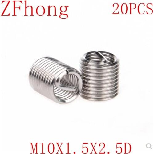 20pcs M10 M10*2.5D Screw wire Thread Insert Stainless Steel Coiled Wire Helical Screw Sleeve