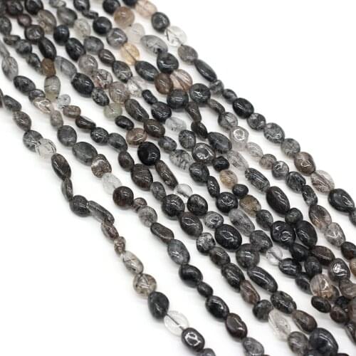 2021 Natural Agates Beads Irregural Black Quartz Loose Stone Beads for Making DIY Jewerly Necklace Gift Size 6-8mm