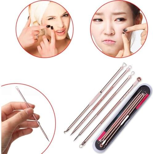 4Pcs/Set Acne Blackhead Removal Needles Stainless Pimple Spot Comedone Extractor Cleanser Beauty Face Clean Care Tools